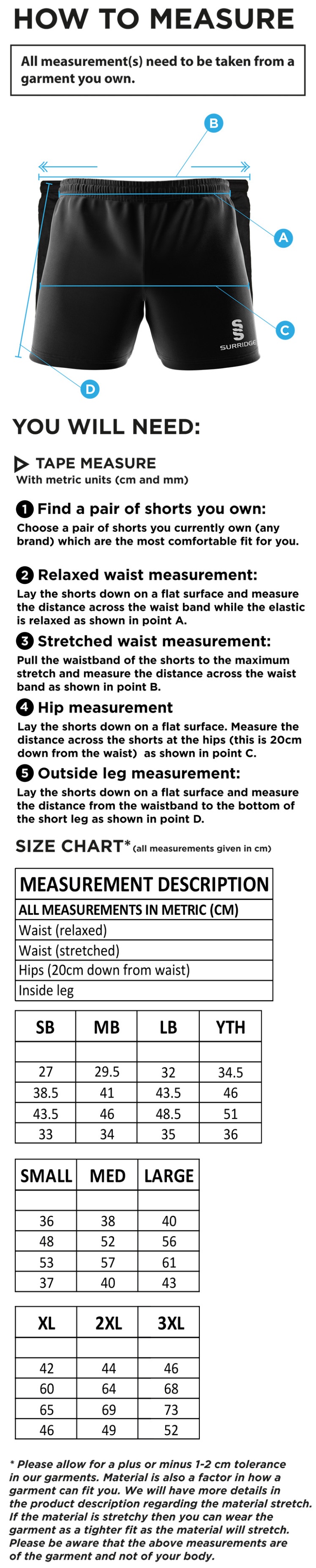 Brunel University and Ealing Trailfinders Rugby Performance Gym Short : Navy - Size Guide