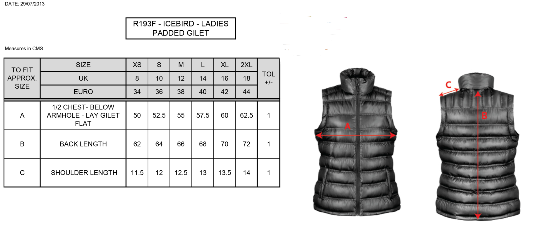 Brunel University and Ealing Trailfinders Rugby Women's Padded Gilet : Navy - Size Guide