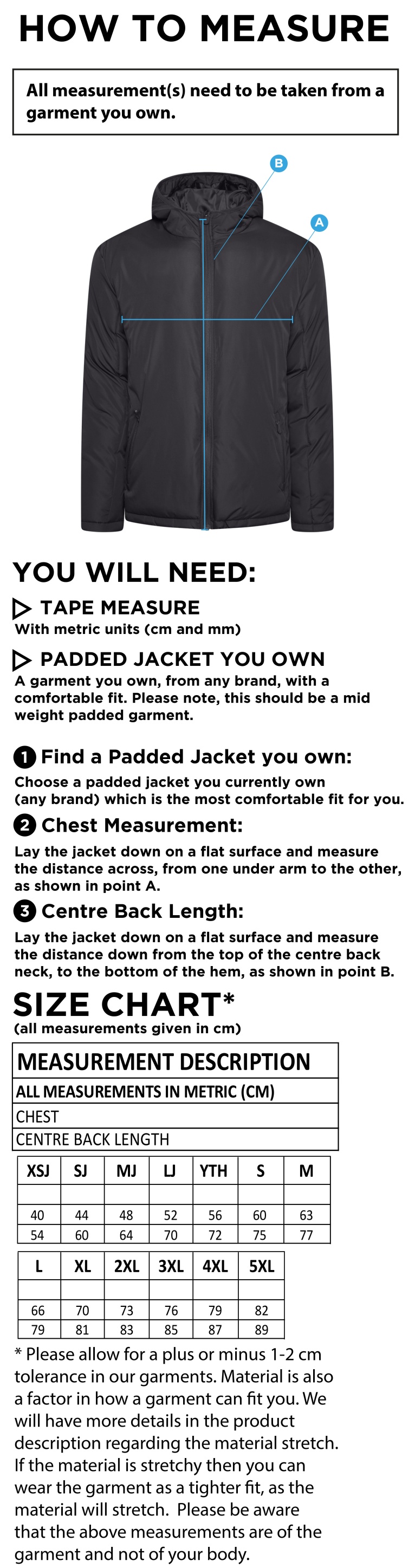 Brunel University and Ealing Trailfinders Rugby Ct Padded Jacket : Navy - Size Guide