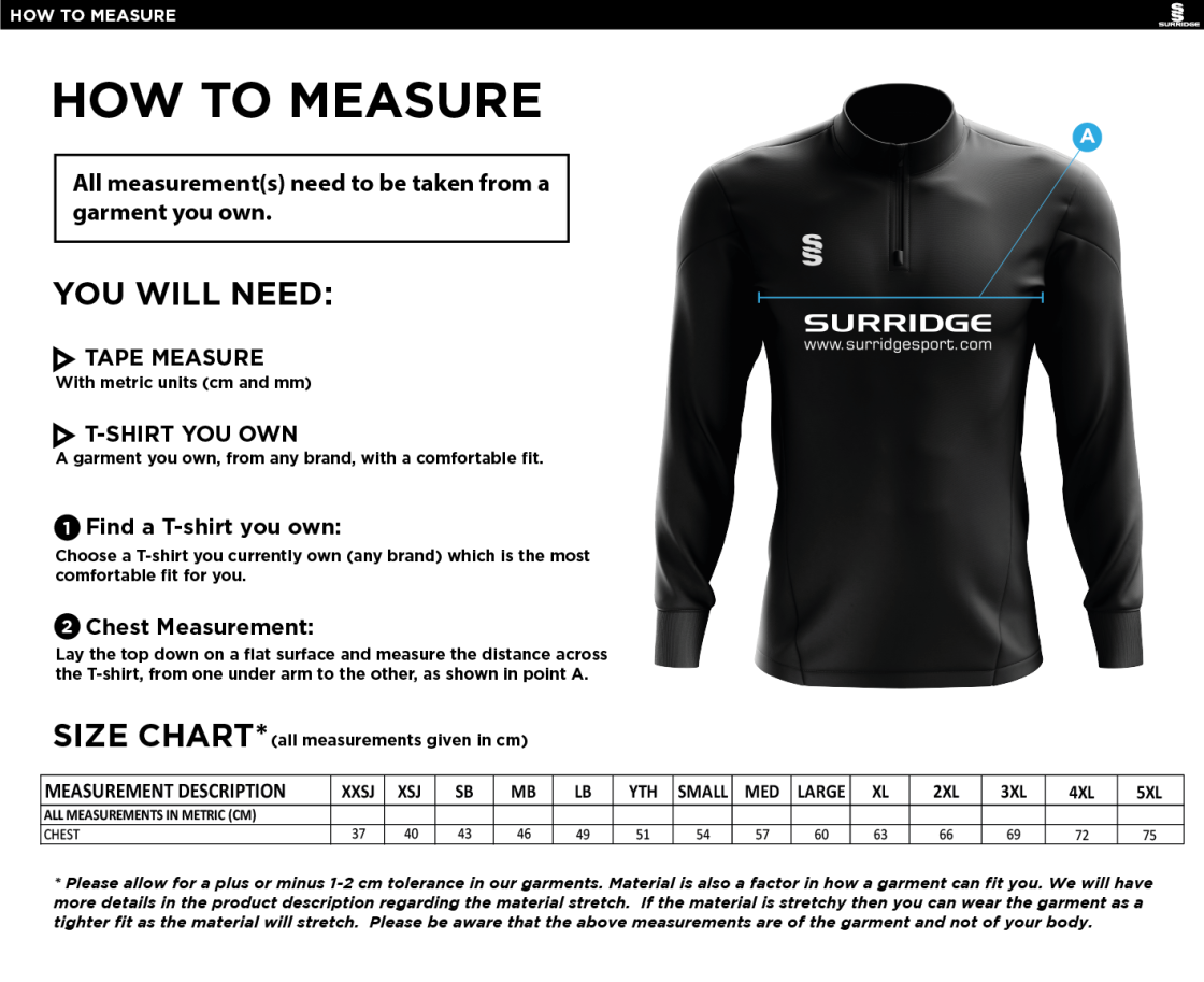 BRUNEL UNIVERSITY AND EALING TRAILFINDERS RUGBY 1/4 Zip Dual Performance Top : Navy - Size Guide