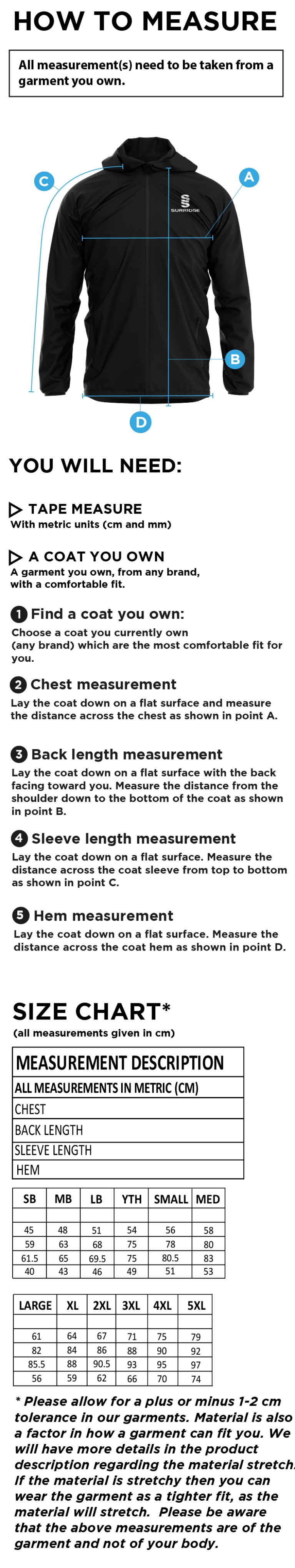 Brunel University and Ealing Trailfinders Rugby Dual Full Zip Training Jacket : Navy - Size Guide