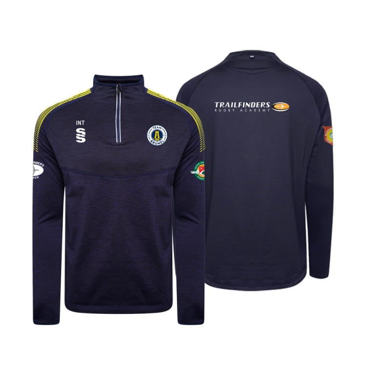BRUNEL UNIVERSITY AND EALING TRAILFINDERS RUGBY 1/4 Zip Dual Performance Top : Navy