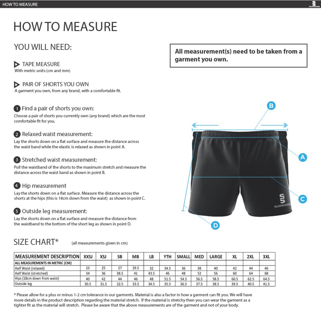 Brunel University and Ealing Trailfinders Rugby Premier Rugby Short Navy (2nd) - Size Guide