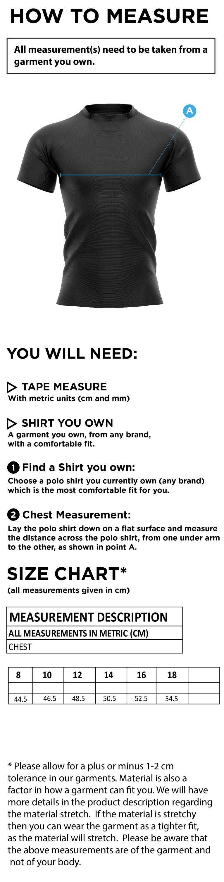 BRUNEL UNIVERSITY AND EALING TRAILFINDERS RUGBY WOMEN'S STANDARD FIT RUGBY SHIRT - Size Guide