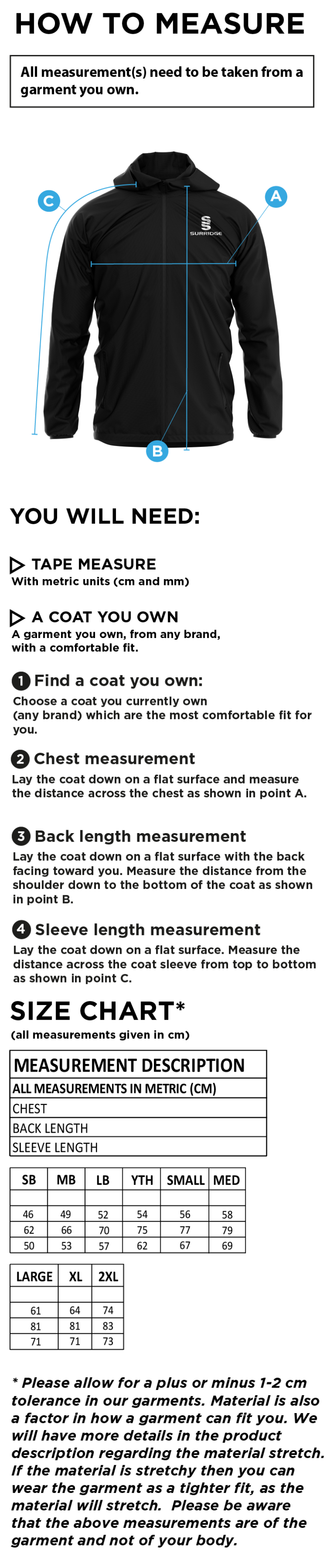 Brunel and Ealing Trailfinders Rugby - Dual Elite 1/4 Zip Hoody / Rain Jacket - Unisex Fit - Size Guide