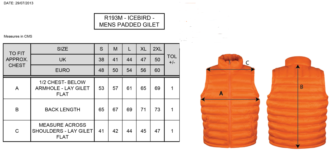 Brunel University and Ealing Trailfinders Rugby Padded Gilet : Navy - Size Guide